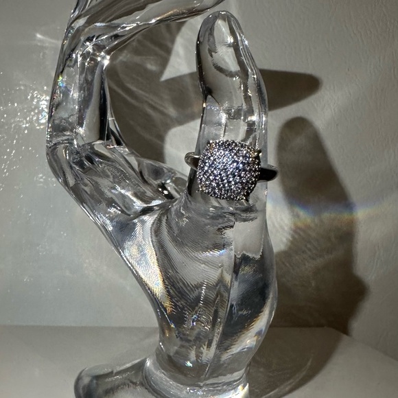 Authentic Suzy Levian Sterling Silver Sapphire and Diamond Ball-Top Ring - Picture 4 of 7